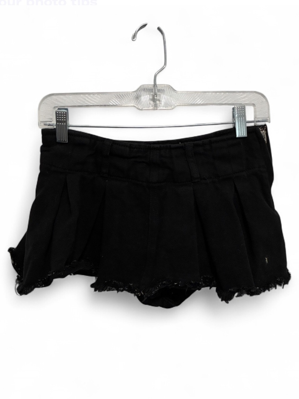 Edikted Black Pleated Denim Micro Mini Skirt with Built In Shorts